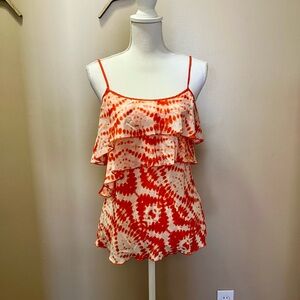 VELVET by Graham and Spencer Silk Ruffled Strappy Top Size Small